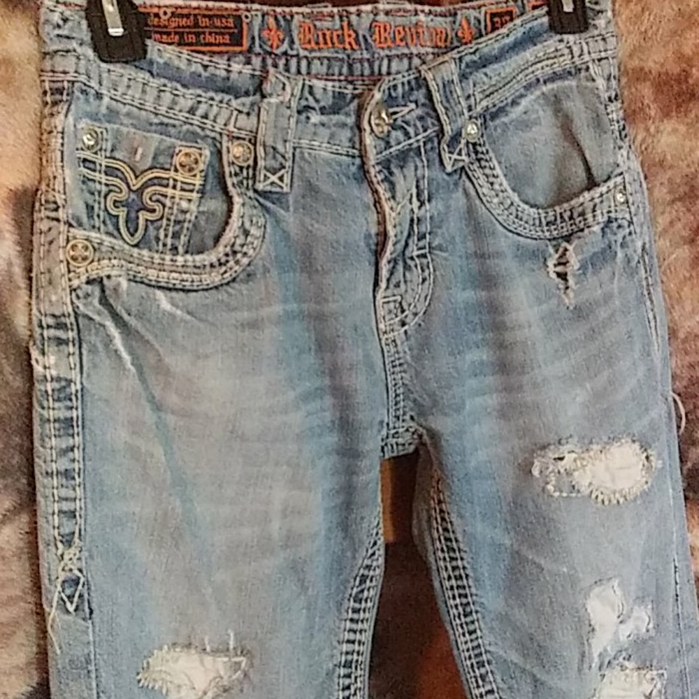 Rock Revival Troy Sz 30 Distressed Jeans 31x30